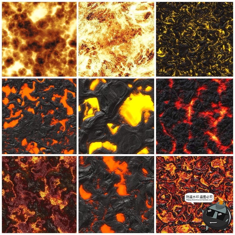 图片[8]-火焰熔岩火山岩浆无缝拼接平铺肌理背景底纹后期合成JPG图片素材-设计猿