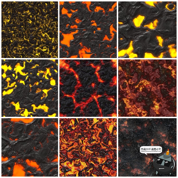 图片[9]-火焰熔岩火山岩浆无缝拼接平铺肌理背景底纹后期合成JPG图片素材-设计猿