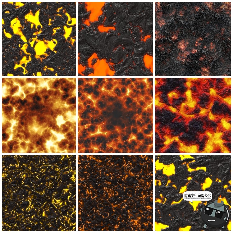 图片[10]-火焰熔岩火山岩浆无缝拼接平铺肌理背景底纹后期合成JPG图片素材-设计猿