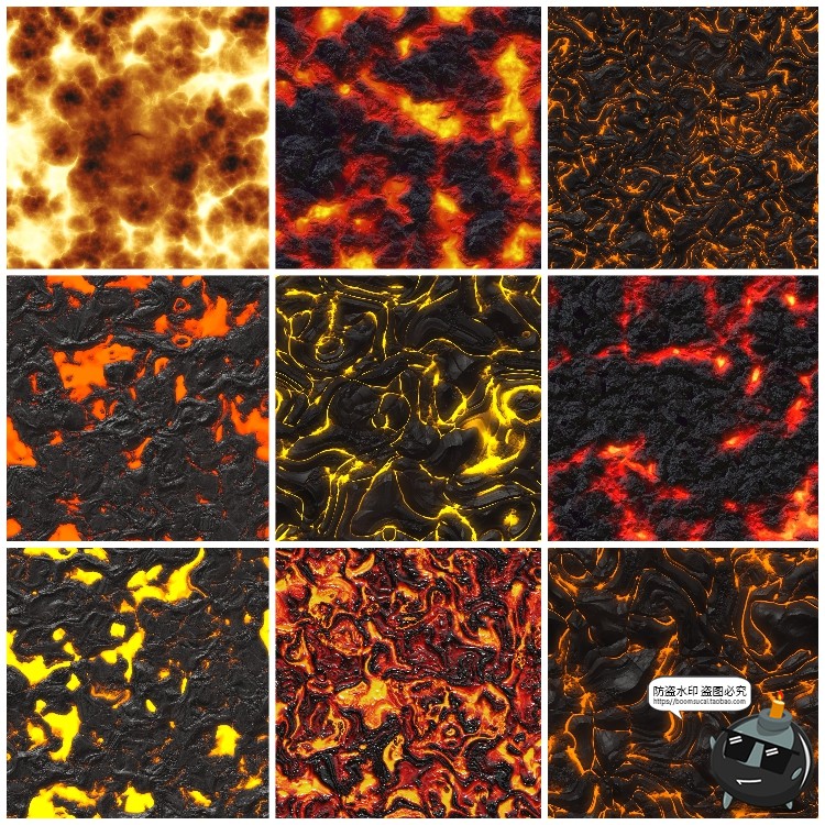 图片[11]-火焰熔岩火山岩浆无缝拼接平铺肌理背景底纹后期合成JPG图片素材-设计猿