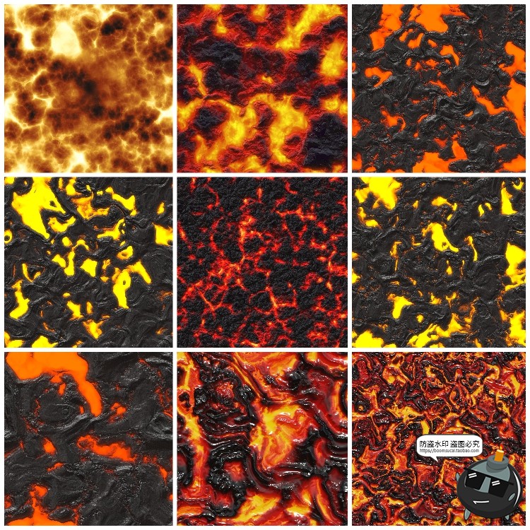 图片[12]-火焰熔岩火山岩浆无缝拼接平铺肌理背景底纹后期合成JPG图片素材-设计猿