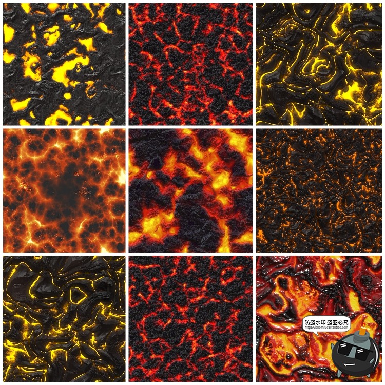 图片[13]-火焰熔岩火山岩浆无缝拼接平铺肌理背景底纹后期合成JPG图片素材-设计猿
