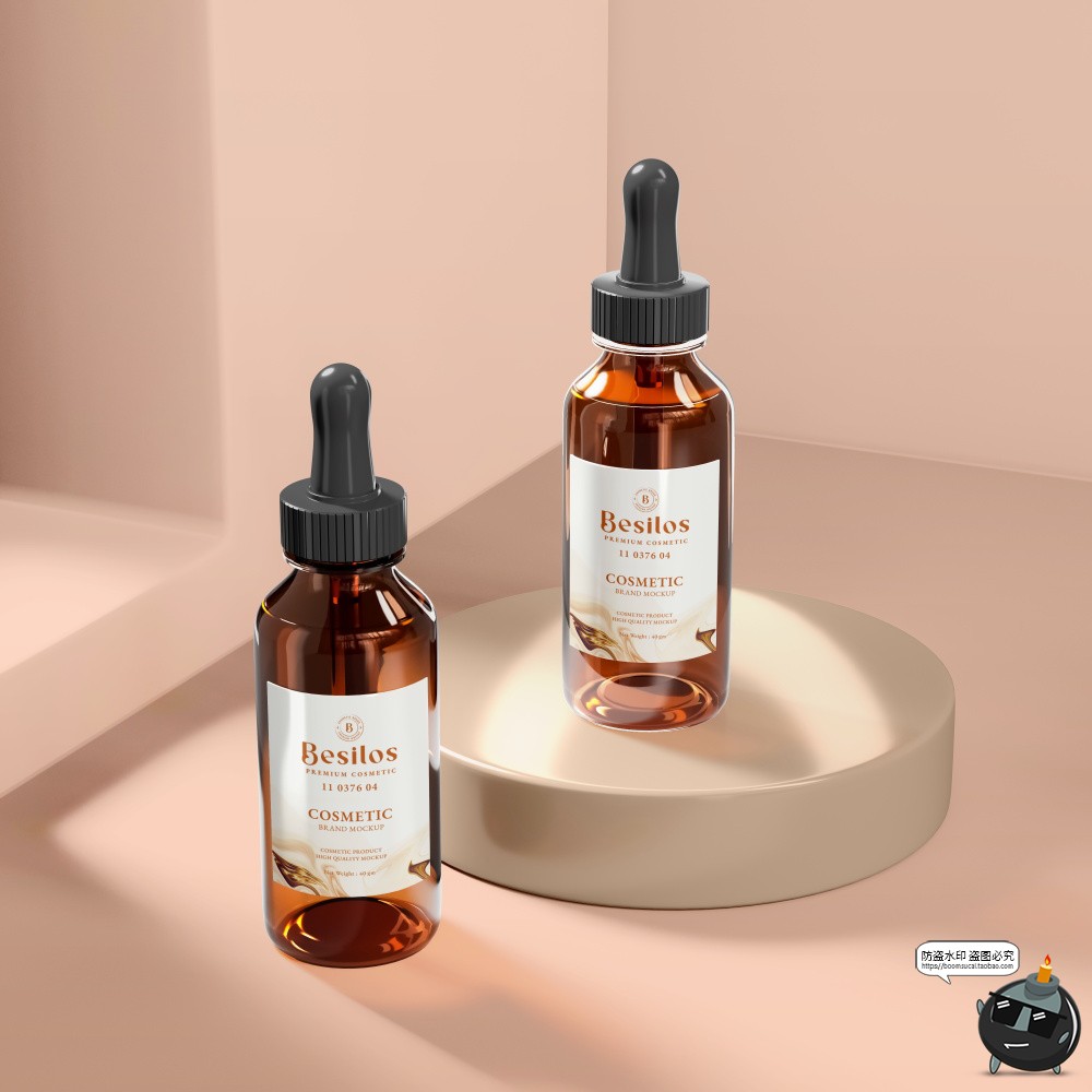 图片[4]-琥珀色化妆品护肤品精油精华滴管玻璃瓶子包装样机PSD模板PS素材-设计猿