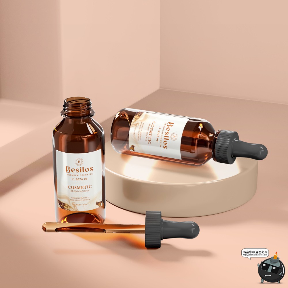 图片[5]-琥珀色化妆品护肤品精油精华滴管玻璃瓶子包装样机PSD模板PS素材-设计猿