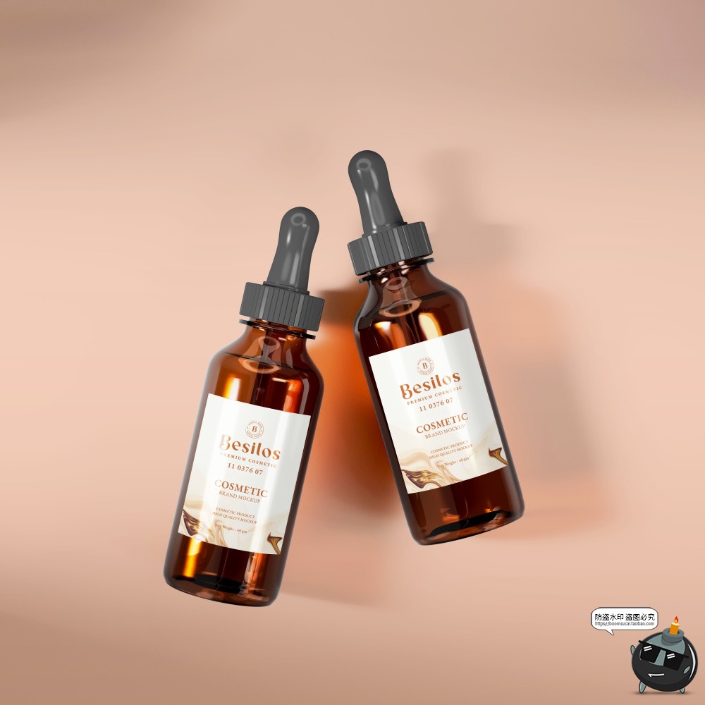 图片[7]-琥珀色化妆品护肤品精油精华滴管玻璃瓶子包装样机PSD模板PS素材-设计猿