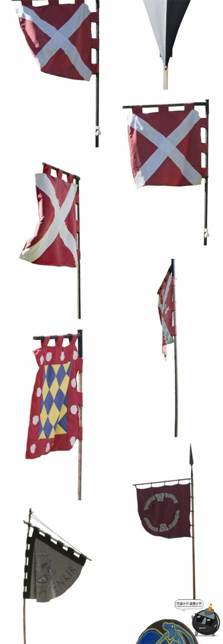 图片[1]-中世纪营地场景帐篷盾牌铁头盔复古装饰元素后期合成PNG免抠素材-设计猿