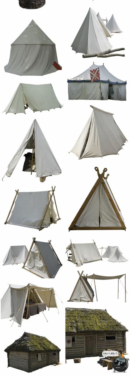 图片[7]-中世纪营地场景帐篷盾牌铁头盔复古装饰元素后期合成PNG免抠素材-设计猿