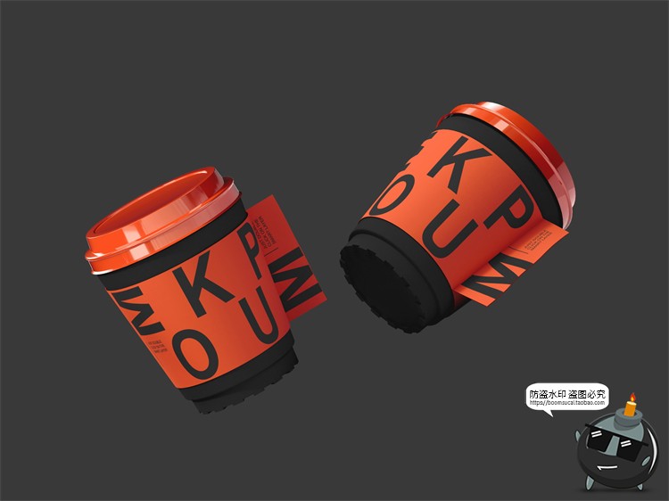 图片[2]-潮牌饮品外卖杯咖啡杯饮料盖杯包装标签展示PSD模板样机PS素材-设计猿