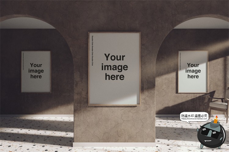 图片[4]-光影文艺弧形拱形画廊展览场景艺术海报贴图样机PSD模板PS素材-设计猿