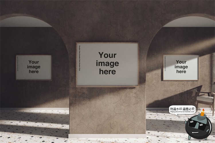图片[5]-光影文艺弧形拱形画廊展览场景艺术海报贴图样机PSD模板PS素材-设计猿