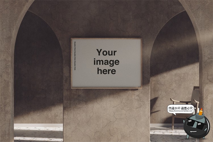 图片[6]-光影文艺弧形拱形画廊展览场景艺术海报贴图样机PSD模板PS素材-设计猿