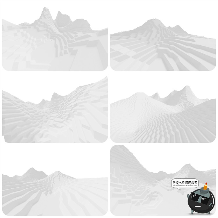 图片[10]-抽象极简赛博朋克山脉山峰山川几何方块地形PNG免抠图片背景素材-设计猿