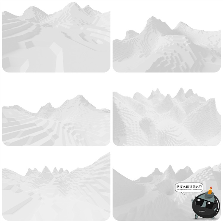 图片[11]-抽象极简赛博朋克山脉山峰山川几何方块地形PNG免抠图片背景素材-设计猿