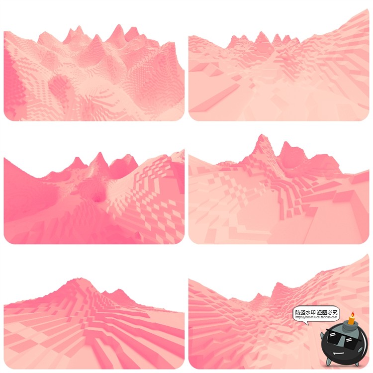 图片[12]-抽象极简赛博朋克山脉山峰山川几何方块地形PNG免抠图片背景素材-设计猿