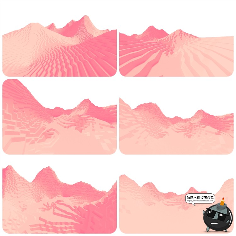 图片[14]-抽象极简赛博朋克山脉山峰山川几何方块地形PNG免抠图片背景素材-设计猿