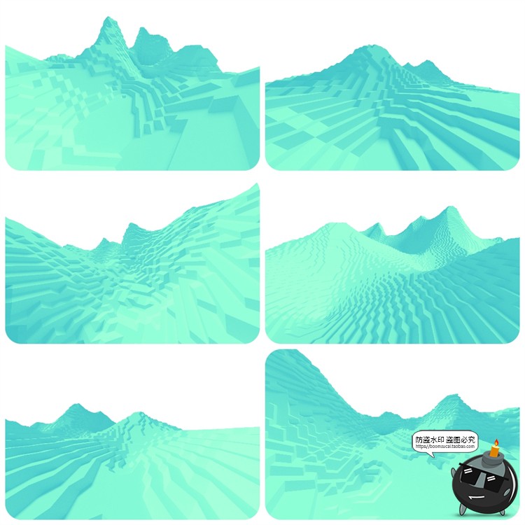 图片[15]-抽象极简赛博朋克山脉山峰山川几何方块地形PNG免抠图片背景素材-设计猿