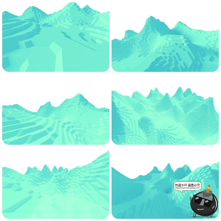 图片[16]-抽象极简赛博朋克山脉山峰山川几何方块地形PNG免抠图片背景素材-设计猿