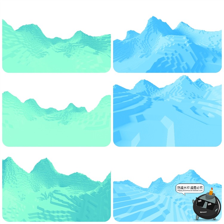 图片[17]-抽象极简赛博朋克山脉山峰山川几何方块地形PNG免抠图片背景素材-设计猿