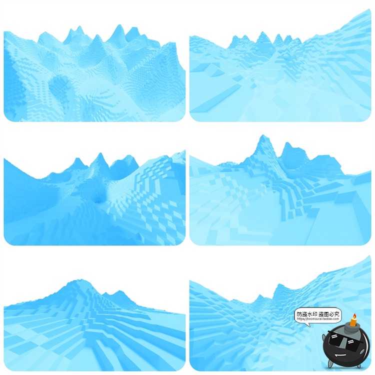 图片[18]-抽象极简赛博朋克山脉山峰山川几何方块地形PNG免抠图片背景素材-设计猿