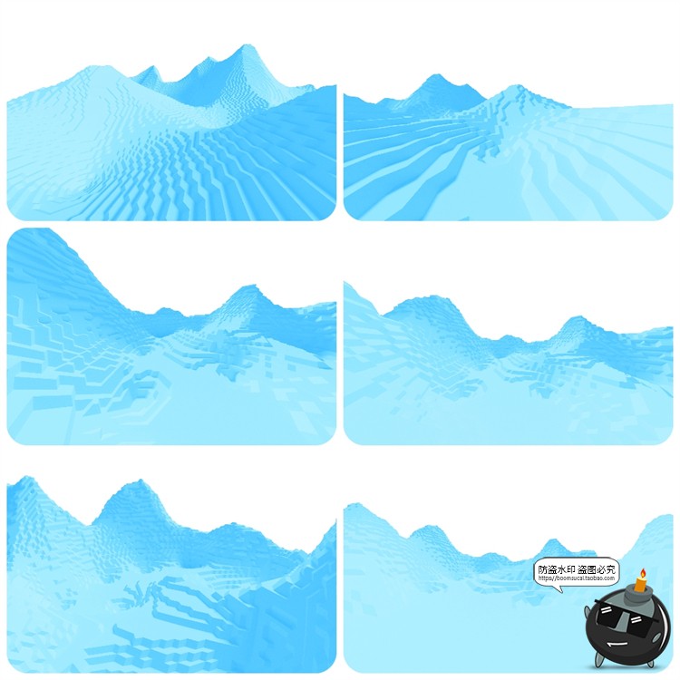 图片[19]-抽象极简赛博朋克山脉山峰山川几何方块地形PNG免抠图片背景素材-设计猿