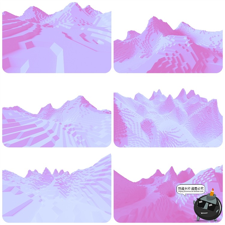 图片[20]-抽象极简赛博朋克山脉山峰山川几何方块地形PNG免抠图片背景素材-设计猿