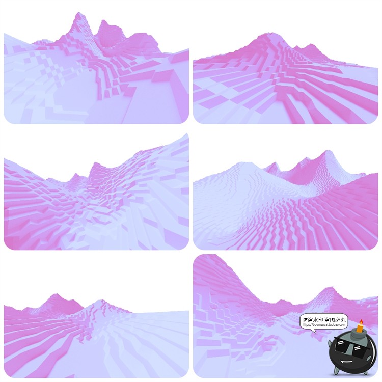 图片[21]-抽象极简赛博朋克山脉山峰山川几何方块地形PNG免抠图片背景素材-设计猿