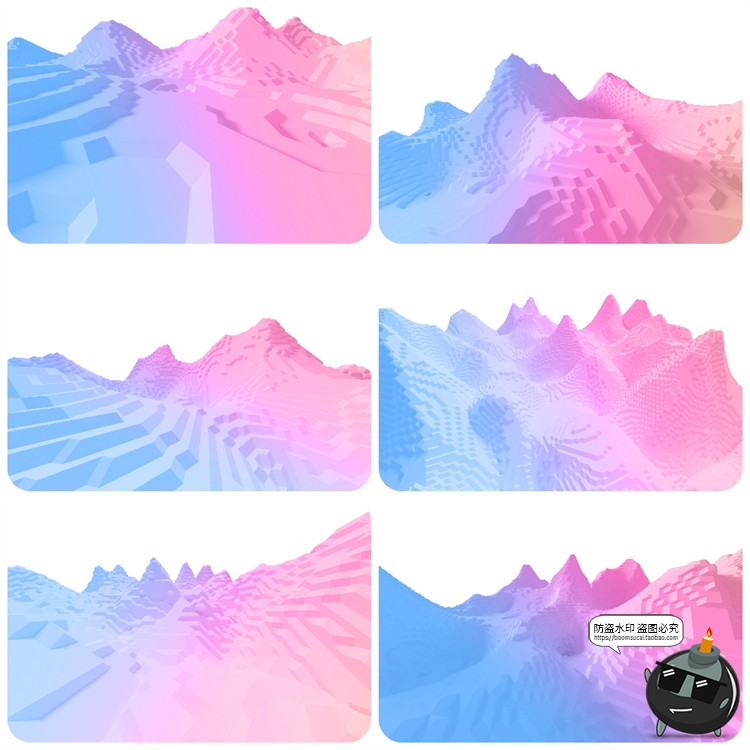 图片[25]-抽象极简赛博朋克山脉山峰山川几何方块地形PNG免抠图片背景素材-设计猿