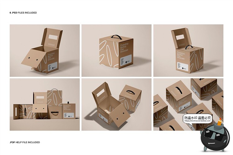 图片[2]-牛皮纸正方形手提纸箱产品包装纸盒贴图样机展示PSD模板PS素材-设计猿