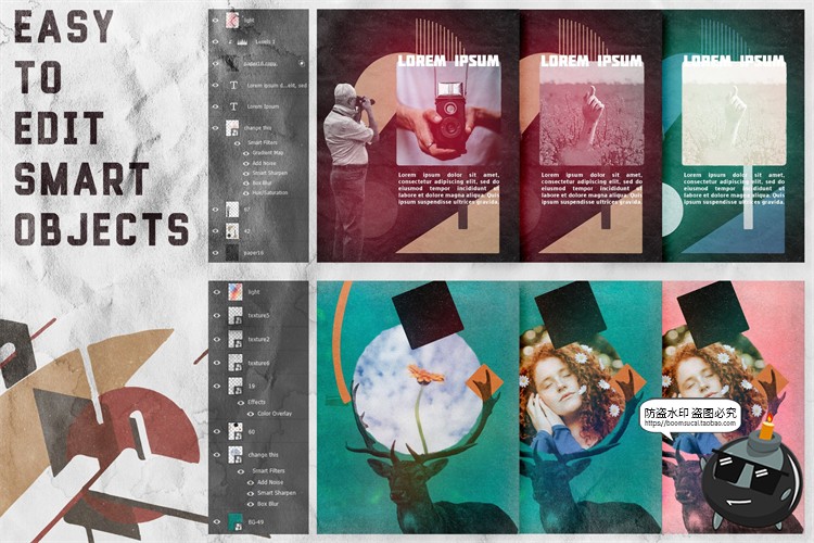 图片[1]-报刊插画复古风纸张老旧年代感海报广告PSD模板PS素材含字体-设计猿