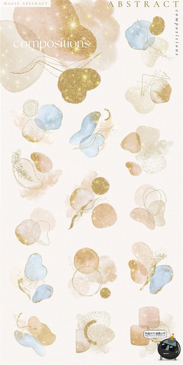 图片[2]-现代抽象艺术水彩风金粉梦幻轻奢包装PNG装饰背景底纹图片JPG素材-设计猿