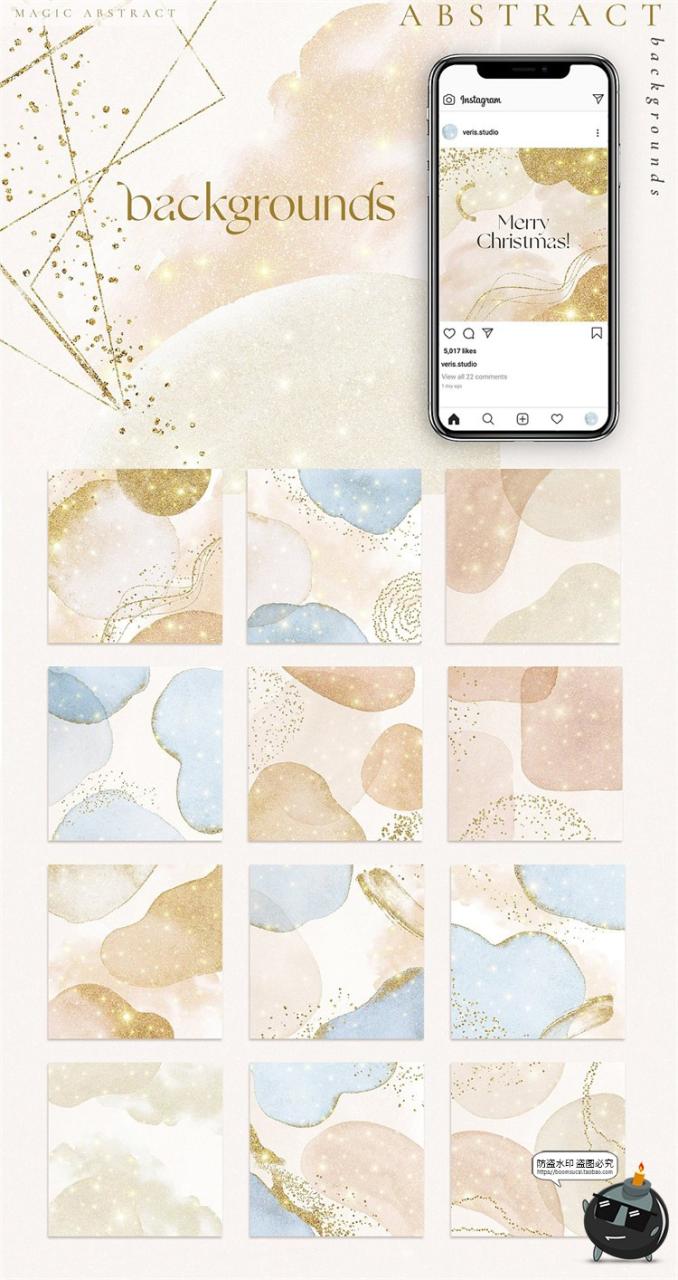 图片[3]-现代抽象艺术水彩风金粉梦幻轻奢包装PNG装饰背景底纹图片JPG素材-设计猿
