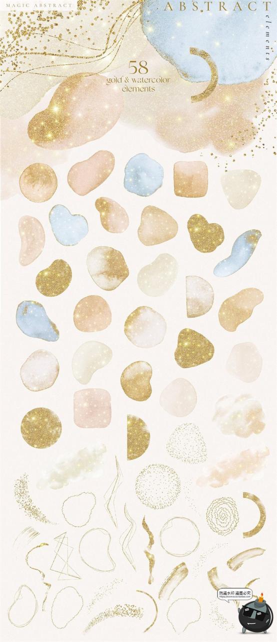 图片[4]-现代抽象艺术水彩风金粉梦幻轻奢包装PNG装饰背景底纹图片JPG素材-设计猿