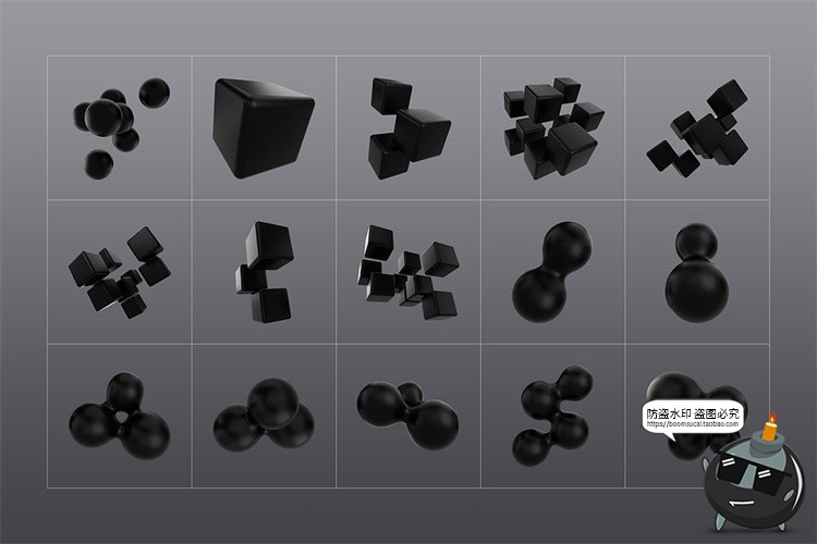 图片[3]-暗黑色主视觉图形3D立体高清抽象扭曲艺术几何PNG免抠图片素材-设计猿