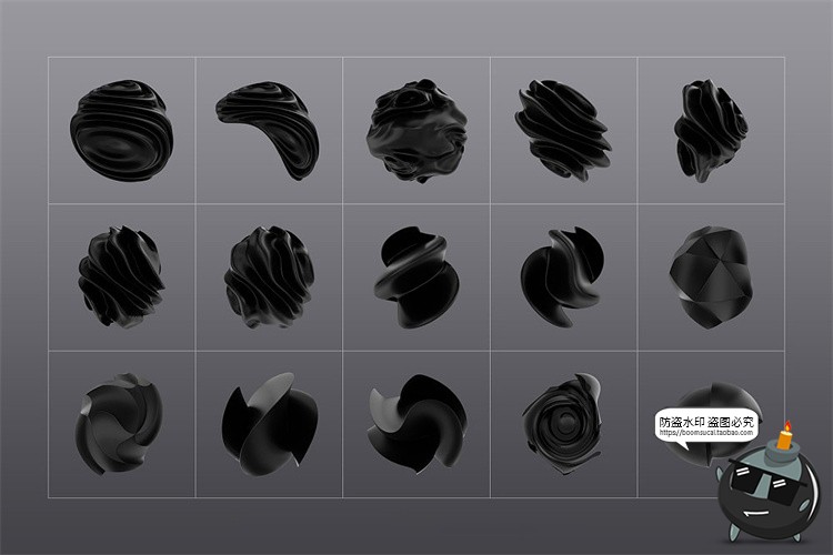 图片[5]-暗黑色主视觉图形3D立体高清抽象扭曲艺术几何PNG免抠图片素材-设计猿