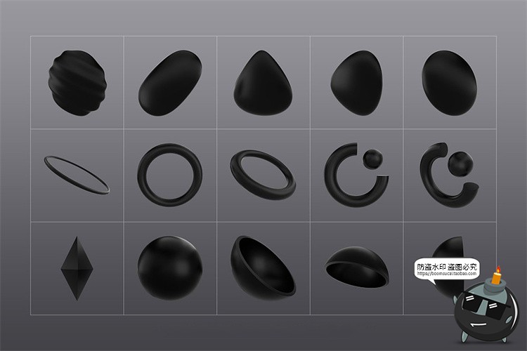 图片[7]-暗黑色主视觉图形3D立体高清抽象扭曲艺术几何PNG免抠图片素材-设计猿