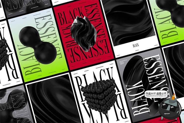 图片[9]-暗黑色主视觉图形3D立体高清抽象扭曲艺术几何PNG免抠图片素材-设计猿