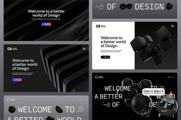 图片[11]-暗黑色主视觉图形3D立体高清抽象扭曲艺术几何PNG免抠图片素材-设计猿