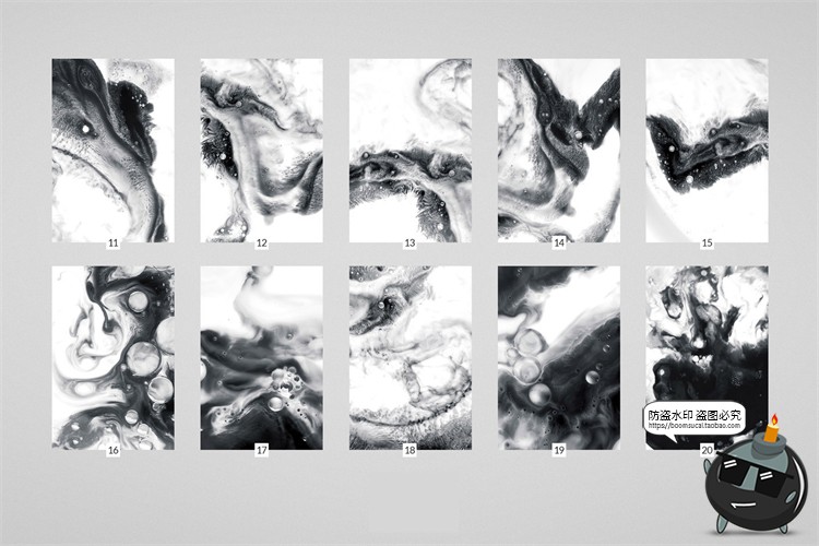 图片[3]-抽象艺术绘画水墨黑白彩色液体晕染颜料装饰海报背景JPG图片素材-设计猿