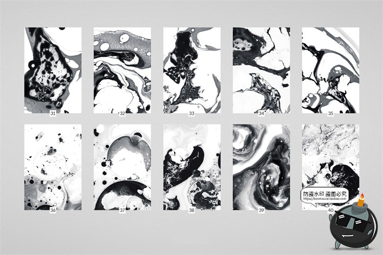 图片[4]-抽象艺术绘画水墨黑白彩色液体晕染颜料装饰海报背景JPG图片素材-设计猿