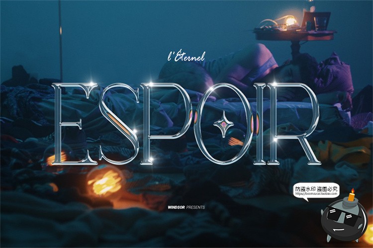 图片[2]-酸性镀铬抽象艺术形状透明3D金属机能文字特效字PSD模板样机素材-设计猿