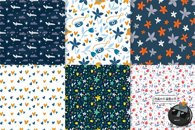 图片[4]-清新文艺小碎花植物绿叶图案印花平铺无缝背景底纹AI矢量PNG素材-设计猿