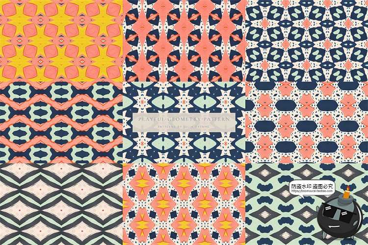 图片[5]-复古俏皮眼花缭乱重复图形无缝平铺几何图案底纹背景JPG图片素材-设计猿