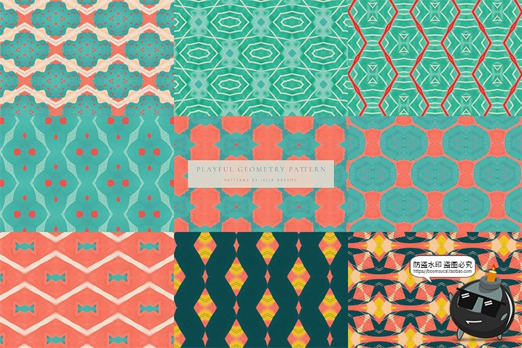 图片[8]-复古俏皮眼花缭乱重复图形无缝平铺几何图案底纹背景JPG图片素材-设计猿