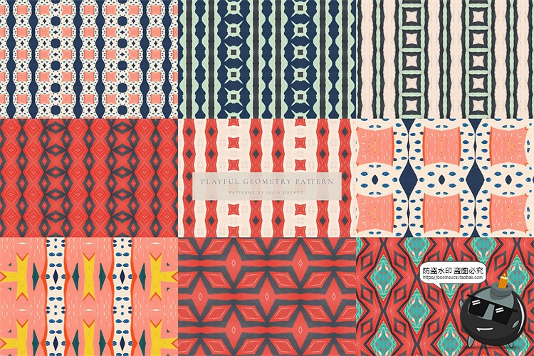 图片[10]-复古俏皮眼花缭乱重复图形无缝平铺几何图案底纹背景JPG图片素材-设计猿