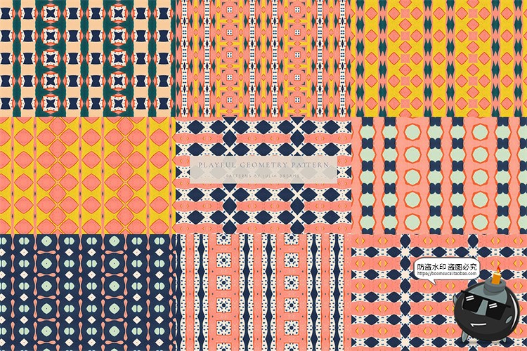 图片[11]-复古俏皮眼花缭乱重复图形无缝平铺几何图案底纹背景JPG图片素材-设计猿