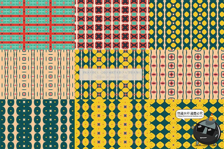 图片[12]-复古俏皮眼花缭乱重复图形无缝平铺几何图案底纹背景JPG图片素材-设计猿