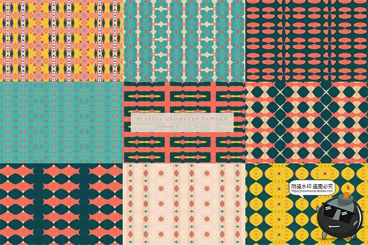 图片[14]-复古俏皮眼花缭乱重复图形无缝平铺几何图案底纹背景JPG图片素材-设计猿