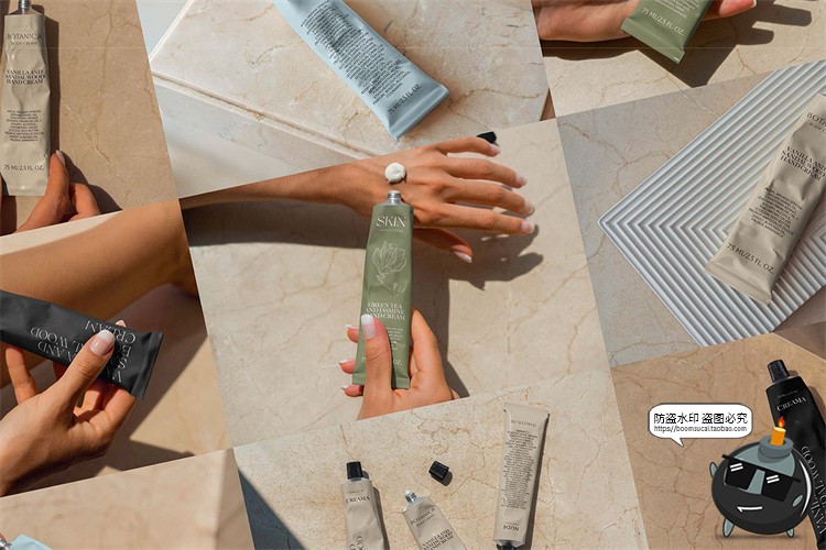 图片[2]-护手霜防晒霜金属铝药膏乳膏管包装贴图效果展示样机PSD模板素材-设计猿