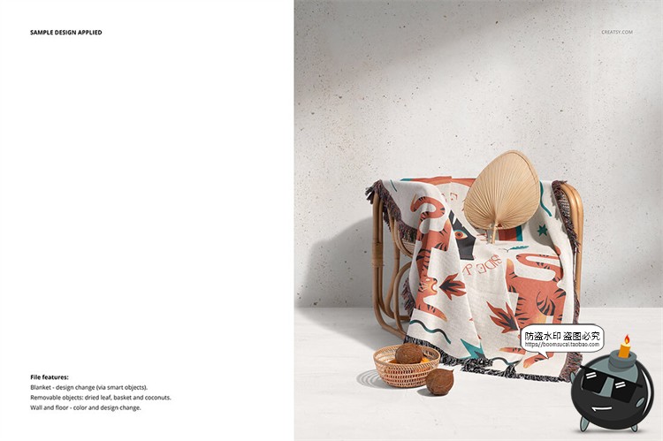 图片[2]-流苏围巾毛毯盖毯地毯印花图案贴图场景效果展示样机PSD模板素材-设计猿