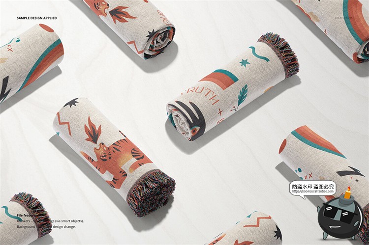 图片[3]-流苏围巾毛毯盖毯地毯印花图案贴图场景效果展示样机PSD模板素材-设计猿